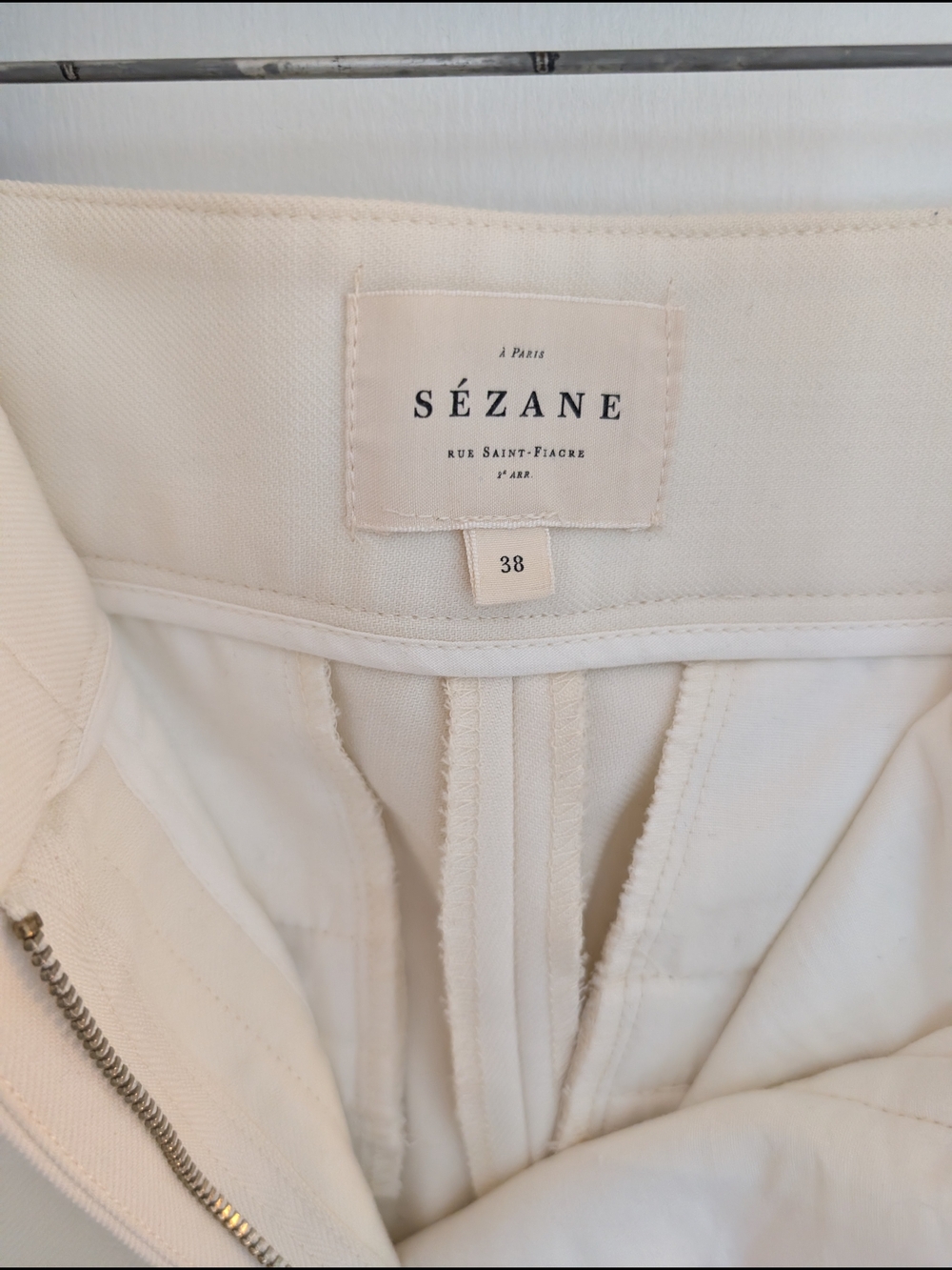 Sezane Damon Trousers- 38 High-Rise Wide Leg Cream Pants - Picture 2 of 6